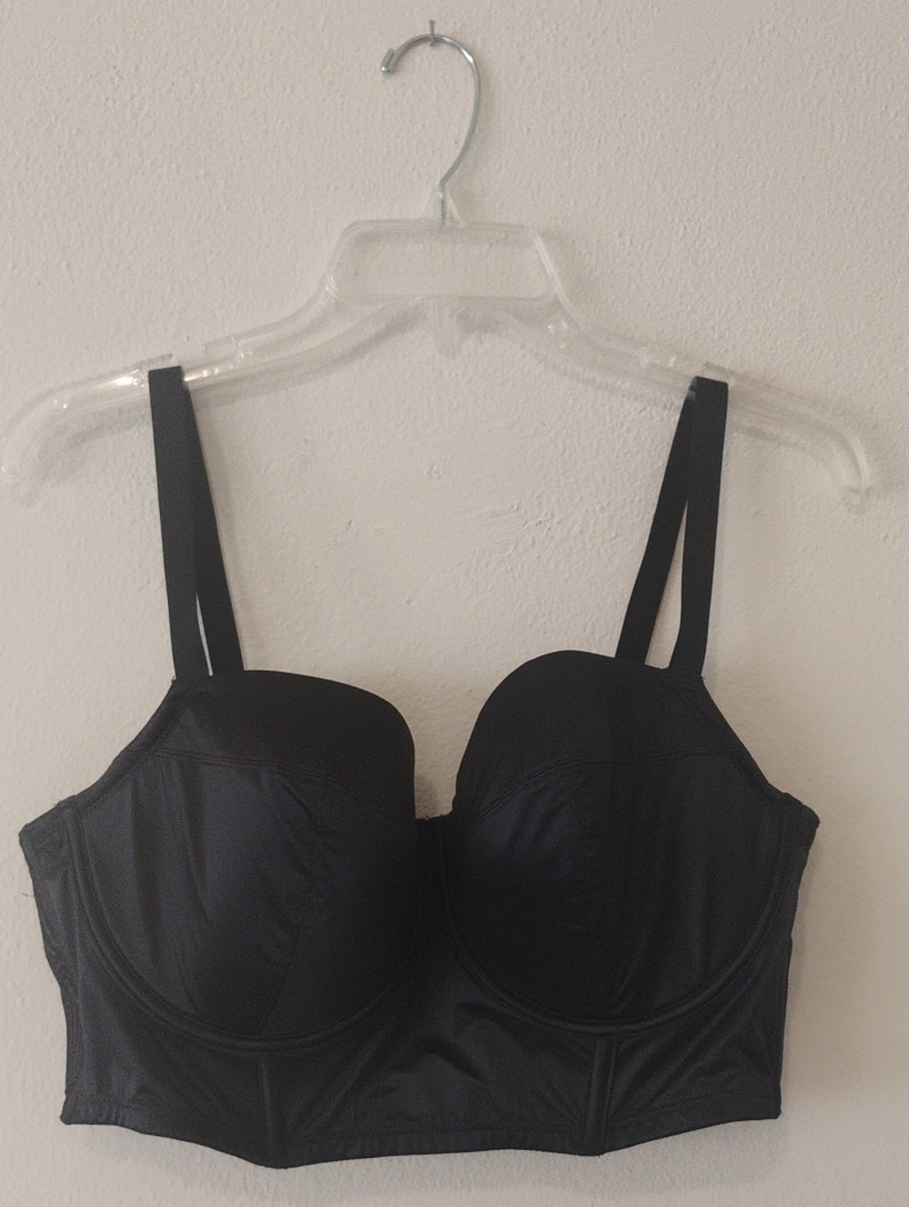 Auden Black Longline Bustier Bra with Dual Straps Sz xXK
